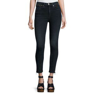Rag & Bone O-Ring Ankle Zip Dive Capri Jean in Black Brook - 30